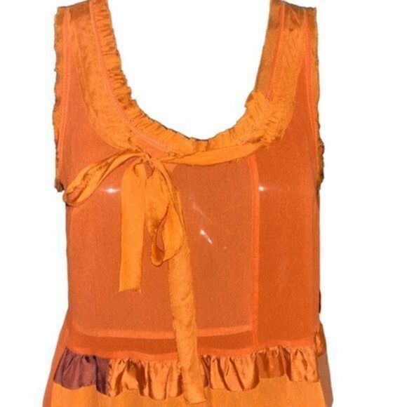 Anthropologie Floreat orange patchwork sheer sleeveless blouse size XS - Picture 11 of 15